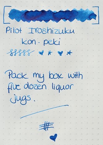 Pilot Iroshizuku - Kon-Peki - inksample